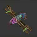 Cosmic Aerospace Inspired Decorative Aircraft Model With Purple And Gold Accents