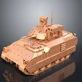 3D Rendered Bronze Armored Military Vehicle With Tracked Chassis Antennas And Turret Structure