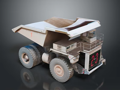 Heavy Duty Utility Dump Truck With Open Bed Large Off Road Tires And Number 23 3d model