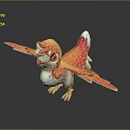 Cute Fantasy Flying Creature with Orange Red Wings and White Body 3D Model Design