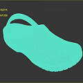 Green Perforated Clog Shoes With Slip On Design And Comfortable Fit 3d model