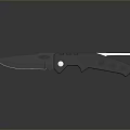 Black Tactical Knife With Sharp Blade And Perforated Handle Design