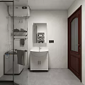 Modern Bathroom Interior Design With Glass Shower Enclosure White Toilet And Sink Cabinet