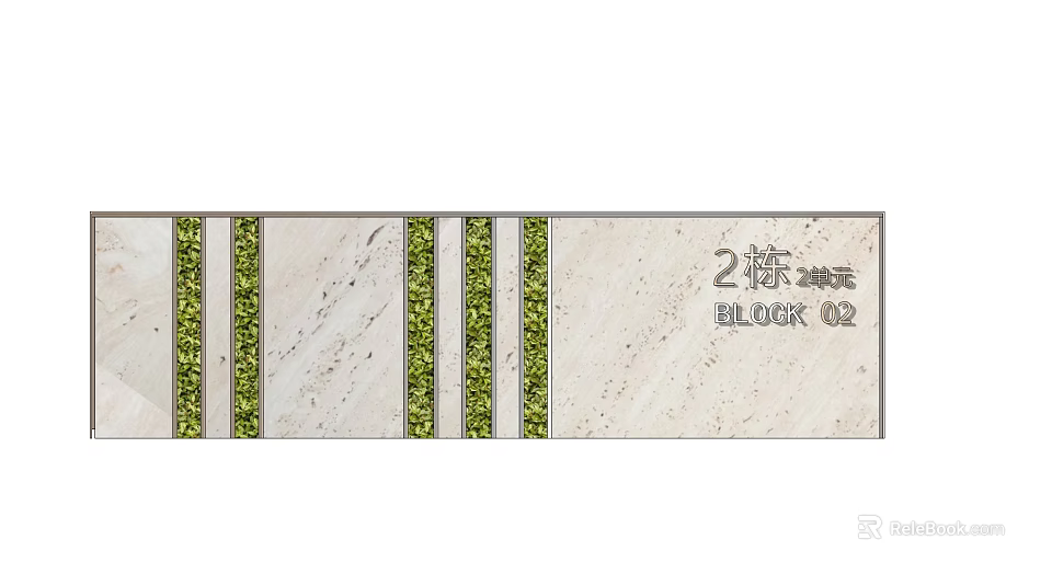 Feature Wall With White Marble Texture Green Stripes And Block 02 Identifier 3d model 