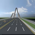 Modern Cable Stayed Bridge Design Over Xinjiang River With Road Lanes And Scenic Views