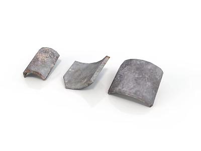 Three Curved Metal Equipment Parts With Textured Surfaces For Industrial Applications 3d model