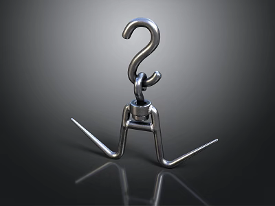 Sturdy Stainless Steel Metal Hook With Double Prongs And Reflective Surface 3d model