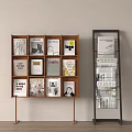 Wooden And Metal Frame Shelving Units With Multiple Compartments For Magazines And Books