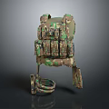 Game Movie Character Wearing Tactical Vest Camouflage Design Multiple Pockets And Gear Accessories