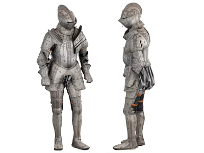 Medieval Full Body Armor With Helmet Breastplate And Leg Protection 3d model