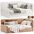 Cozy Children's Bed With White And Brown Frames Soft Pillows And Warm Blankets
