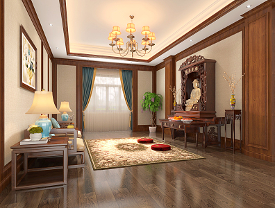 Chinese Buddhist Hall 3d model