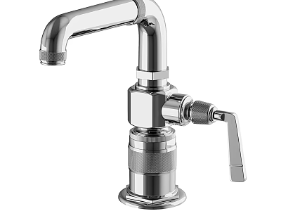 Sleek Modern Chrome Plated Faucet with Curved Spout and Single Handle Design 3d model