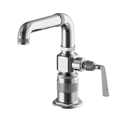 Sleek Modern Chrome Plated Faucet with Curved Spout and Single Handle Design 3d model