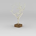 Sturdy Locker With Silver Branch Decor And Brown Square Base On White Background