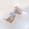 Pair of Modern Woven Rattan Outdoor Chairs With Sturdy Wooden Legs