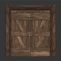Rustic Wooden Entry Gate With Double Door Design And Cross Planks Metal Rivets
