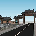 Traditional Chinese Architecture Visitor Center With Courtyard Entrance Stone Pathway And Roof Design