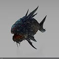 Fantasy Fish Character With Colorful Scales Sharp Spines And Fierce Teeth