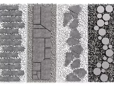 Natural Garden Stepping Stones Design With Slate Pebble And Irregular Stone Path 3d model