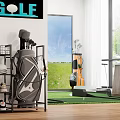Functional Golf Storage Rack Organizing Golf Bag Clubs and Shoes