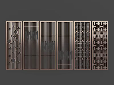 Modern Metal Partition Panels With Decorative Perforated And Grid Patterns 3d model