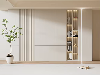 Quiet Bookcase Cream Wardrobe 3d model