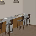 Bar Chandelier Combination 3d model