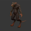 3D Fantasy Rat Like Creature Character In Standing Posture Red Claws Sharp Teeth 3d model
