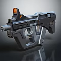 Futuristic Modern Weapon With Tactical Scope Ergonomic Grip And Black Sci Fi Design