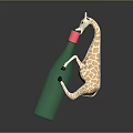Decorative Giraffe Toy Figure Resting Its Neck On Green Bottle With Pink Mouth