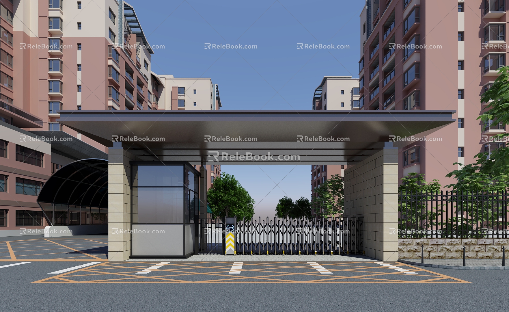 Modern Gate Community Gate 3d model