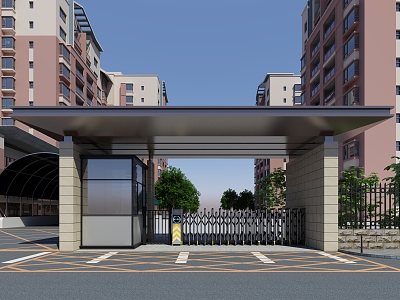 Modern Gate Community Gate 3d model