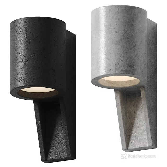 Modern Concrete Wall Lamp Black and Gray Minimalist Illuminated Stylish Design 3d model 