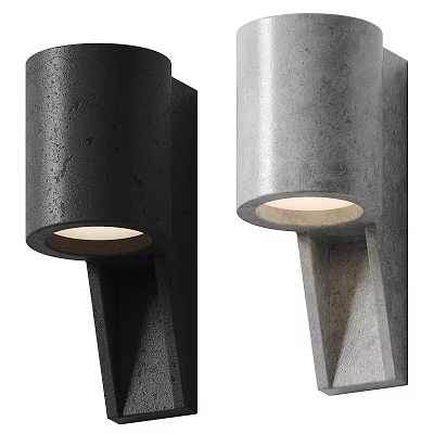Modern Concrete Wall Lamp Black and Gray Minimalist Illuminated Stylish Design 3d model