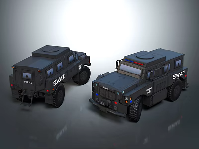 Black SWAT Vehicle Dolls Two Detailed Toy Models With Different Angles 3d model