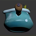 Commercial Cooking Pot With Blue Body Wooden Handle And Fresh Carrots
