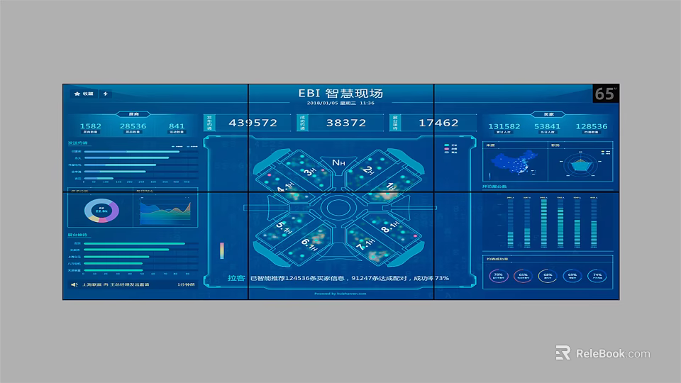 Smart Airport Multi Screen Television Display with Data Charts and Map Interface 3d model 