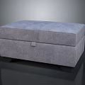 Modern Gray Fabric Storage Ottoman With Simple Design And Wooden Legs