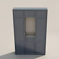 Modern Dark Blue Wardrobe Design With Paneled Doors Drawer Compartments And Storage Space