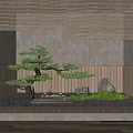 Japanese style landscape sketch courtyard sketch 3d model