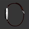 Elegant Watch With Brown Leather Strap Black Dial And Silver Bezel