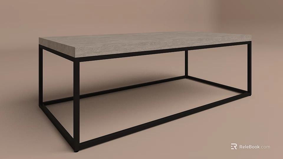 Inflatable Modern Long Table with Gray Surface and Black Metal Frame Structure 3d model