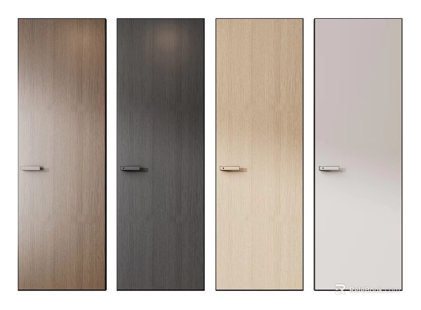 Swing Doors in Different Colors with Wooden and White Finishes for Modern Home 3d model 