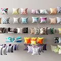 Colorful Decorative Throw Pillows with Various Patterns for Home Sofa Decoration 3d model