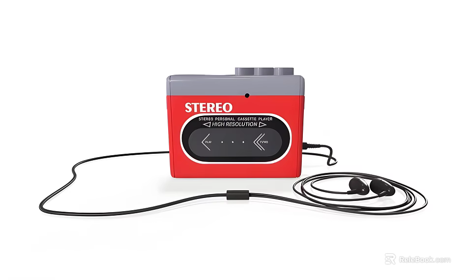Portable Red And Gray Stereo AM FM Radio Cassette Player With Headphones For Daily Use 3d model 