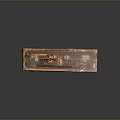 Vintage Brown Storage Box With Leather Handle Worn Surface And Red Label