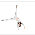 Female Performer Doing Handstand in White Leotard Against Black Background 3d model