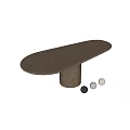Modern Oval Concrete Dining Table With Sturdy Single Column Base Black White Gray Color Options