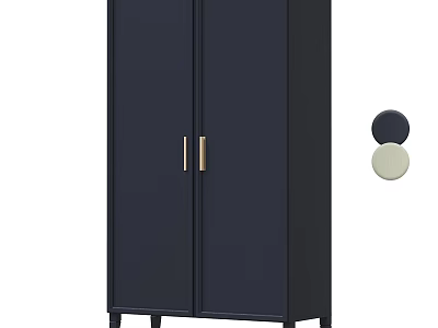 Modern Navy Blue Wardrobe With Gold Handles And Color Options 3d model